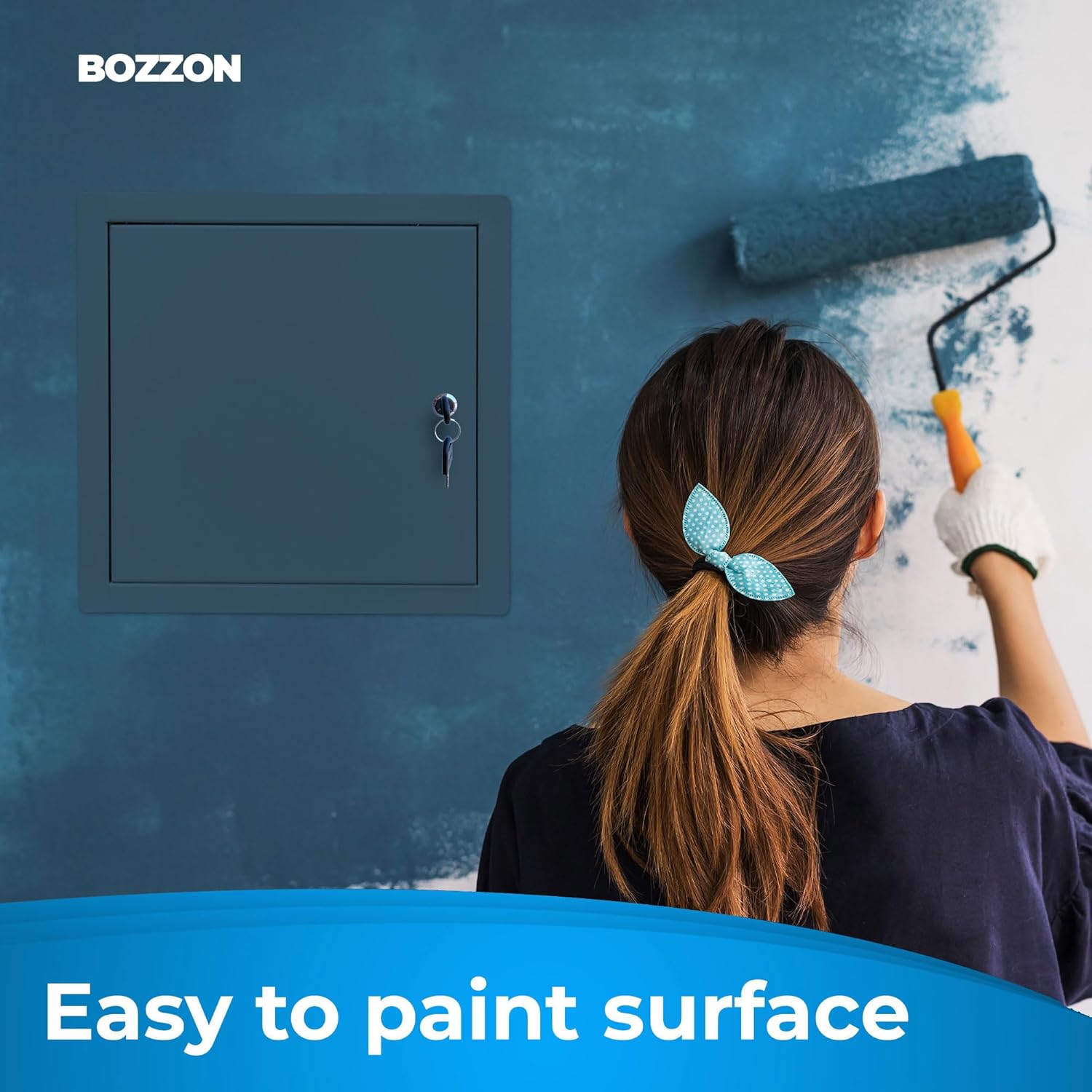 BOZZON Access Panel for Drywall 24 x 24 inch – Metal Door with Key Lock, 18 GA Steel Frame, Wall Hole Cover, Plumbing Access Door, White